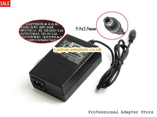  ADP24AB AC Adapter, ADP24AB 12V 2A Power Adapter DELTA12V2A24W-5.5x2.5mm-AB