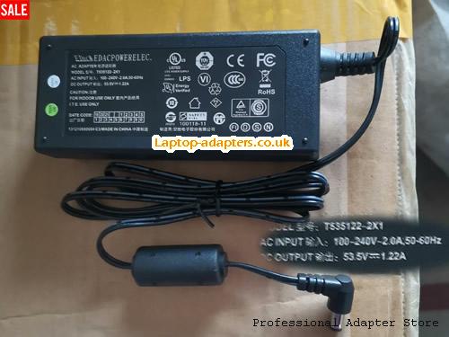  T535122-2X1 AC Adapter, T535122-2X1 53.5V 1.22A Power Adapter EDAC53.5V1.22A65W-5.5x2.1mm