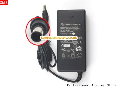 UK £19.75 LEADER ELECTRONICS INC AUDIO VIDEO APPARATUS 24V 3A 72W Power Supply Adapter NU70-F240300-L1 
