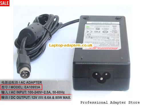  EA10953A AC Adapter, EA10953A 12V 6.6A Power Adapter POSIFLEX12V6.6A80W-4Pin