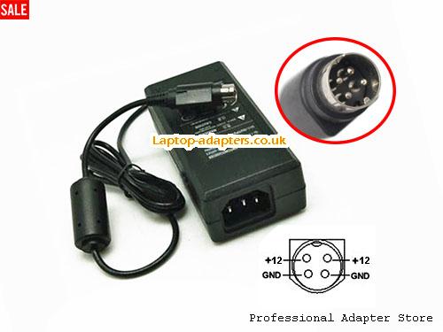UK £16.65 Genuine Soy SOY-1200500K1 Ac Adapter 12v 5A for Monitor Round with 4 Pins
