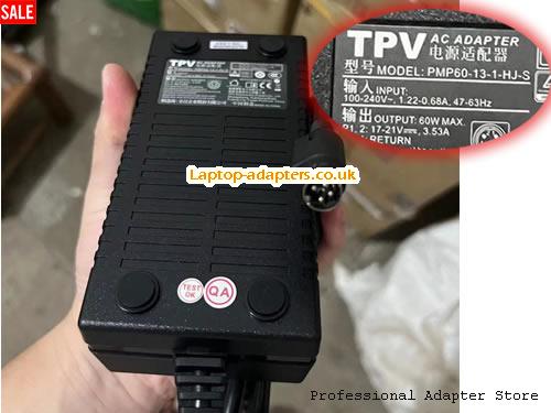  PMP60-13-1-HJ-S AC Adapter, PMP60-13-1-HJ-S 17V 3.53A Power Adapter TPV17V3.53A60W-4PINS