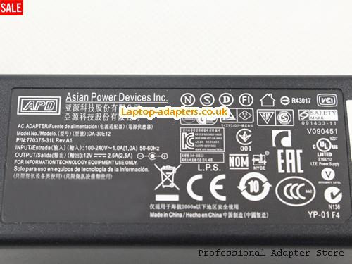  Image 3 for UK £14.89 Genuine New ASIAN Power Devices APD DA-30E12 AC ADAPTER 