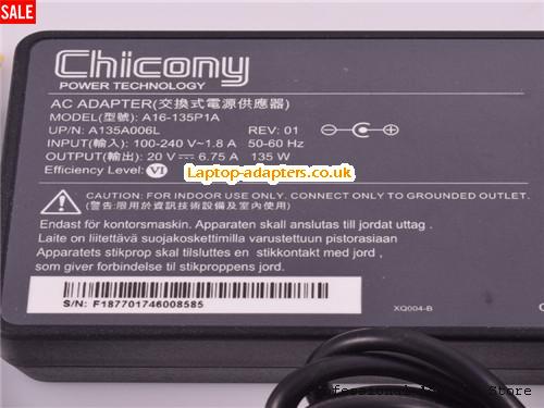  Image 2 for UK £22.73 Genuine Chicony A16-135P1A ac power supply A135A006L  ac adapter charger 135W 
