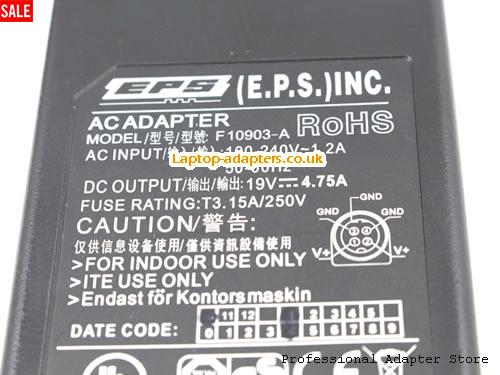  Image 3 for UK Out of stock! Genuine 4 Pin EPS F10903-A 19v 4.74A Switching Power Adapter 