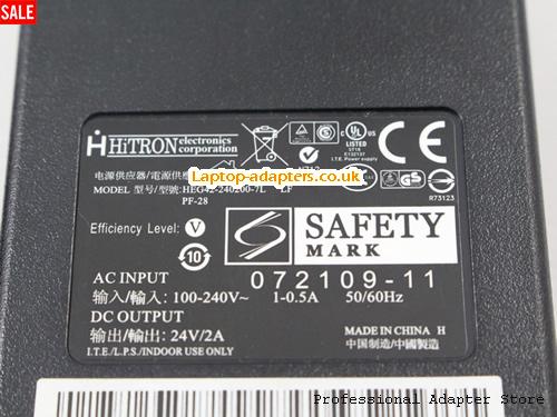  Image 3 for UK £22.72 HITRON Electronics Corporation HEG42-240200-7L PF-28 24V 2A 48W Ac Adapter 