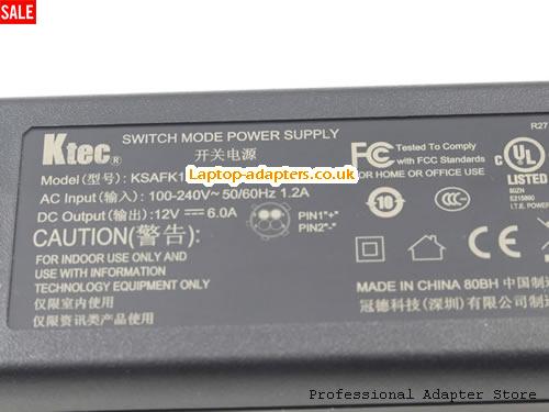  Image 3 for UK Out of stock! KTEC KSAFK1200600T1M2 ac adapter 12v 6A 72W Power Supply 