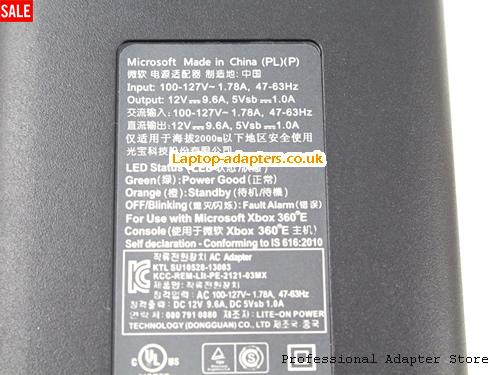  Image 4 for UK £39.99 New Genuine Microsoft Xbox 360 E X-360E 120W Brick Game Console Charger 12V 9.6A 100-127V Ac Adapter 