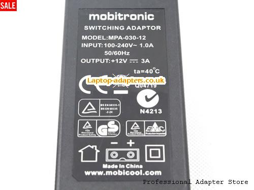  Image 3 for UK £19.99 Mobitronic MPA-030-12 12V 3A 36W Switching Adapter 