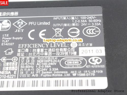  Image 3 for UK £18.21 NEW SEB100P3-24.0 24V 3.33A Scanner Adapter for Fujitsu fi-4530C PA03544-K908 PA03010-6311 