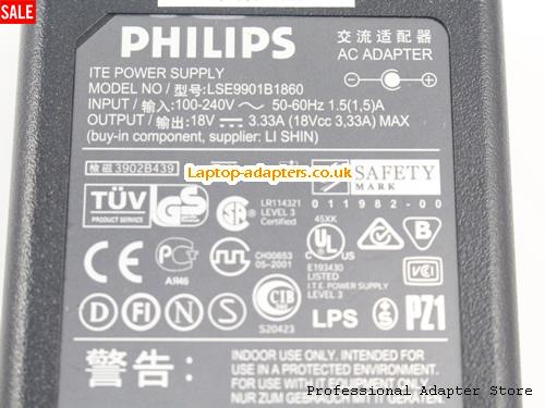  Image 2 for UK £21.92 Genuine Philips LSE9901B1860 ac adapter 18v 3.33A 60W Switching Power Adapter 