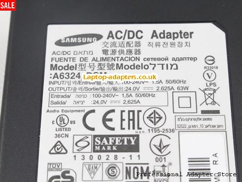  Image 3 for UK £26.82 New Genuine Samsung A6324_DSM Ac Adapter 24V 2.625A for HW-H751 HW-K550 HW-K550/ZA HW-K551 HW-K551/EN HWK550 HWK550ZA HWK551 HWK551EN 