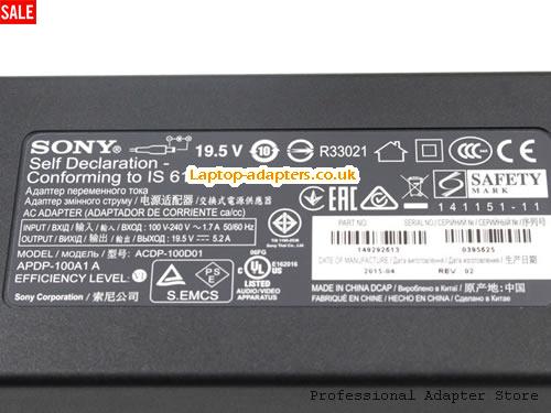  Image 3 for UK £24.78 ACDP-100D01 APDP-100A1A Sony 19.5V 5.2A TV AC Adapter for KDL-43W800C 