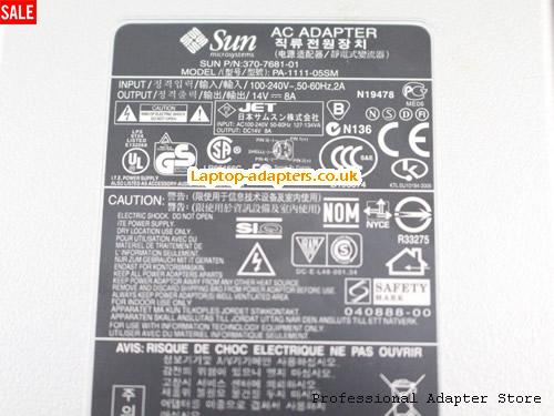  Image 4 for UK £28.39 Genuine SUN 370-7681-01 AC Adapter PA-1111-05SM Power supply 14V 8A 