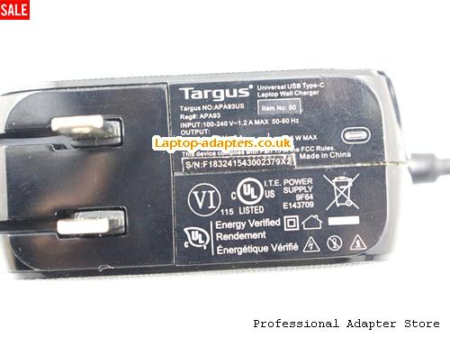  Image 3 for UK £54.85 NEW Targus APA93US 20V 2.25A 45W AC Adapter USB Type-C Laptop Wall  